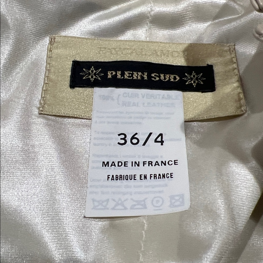 Plein Sud Creamy Leather Zippered Sleeveless Top 36/4 - Picture 7 of 8